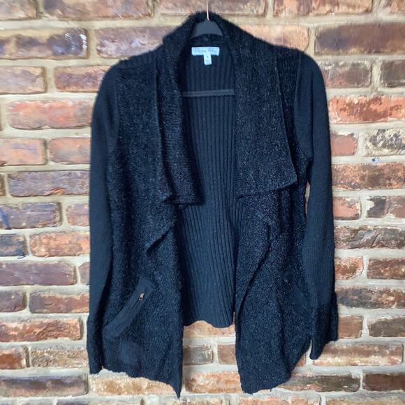 Olivia Sky Black Open Front Cardigan Sweater Women's Size Medium - Picture 1 of 6